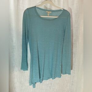 Eileen Fisher Organic Linen Asymmetrical Hem Sweater Tunic, size small.‎ EUC